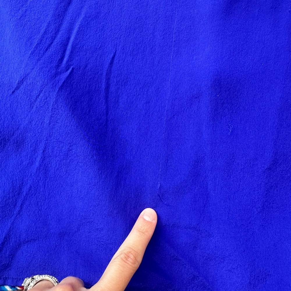 Vintage 100% Silk Sequin Embellished Royal Blue Green Tropical Button Down🌴 - Picture 6 of 8